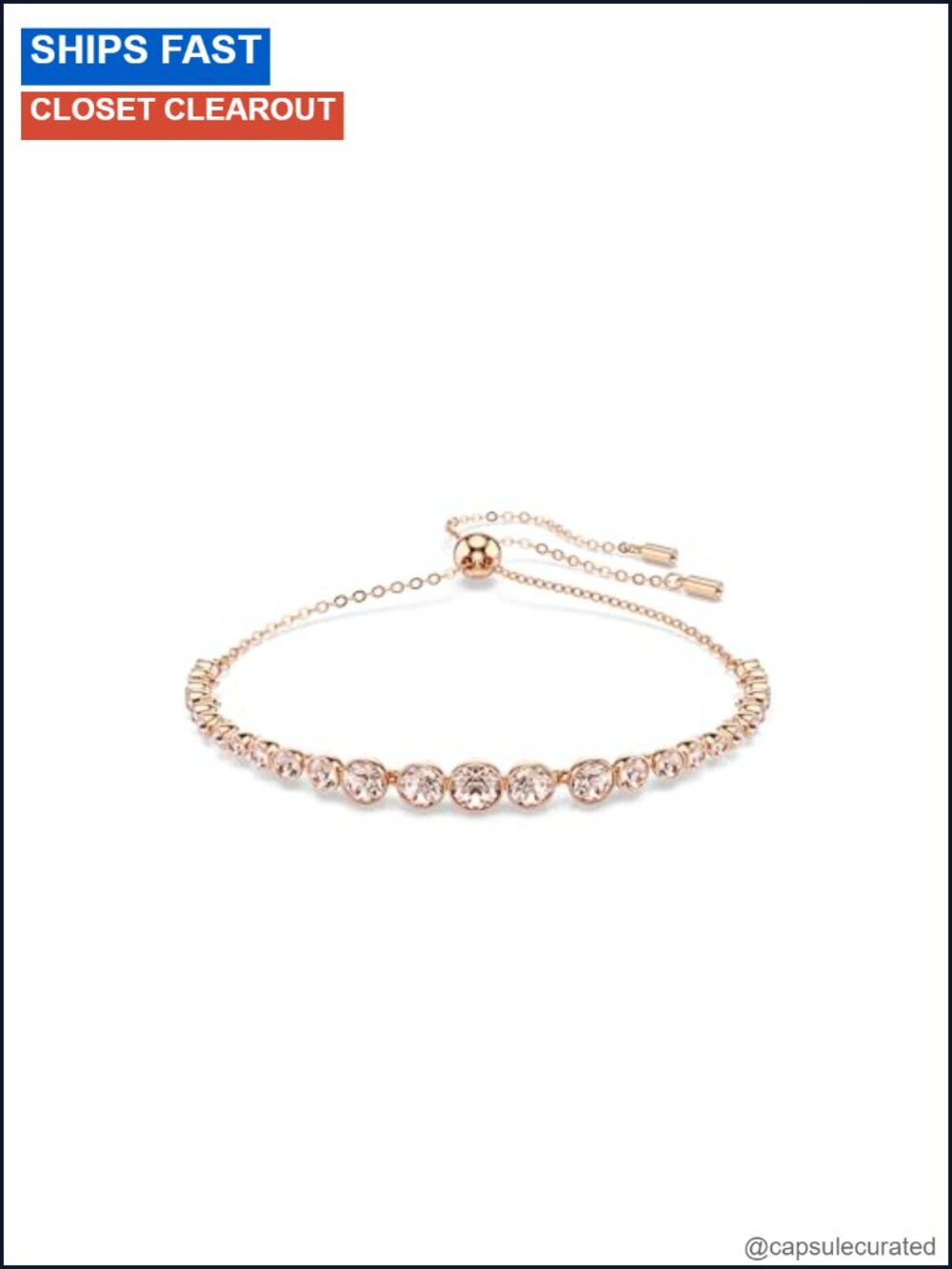 Swarovski Emily Tennis Bracelet Graduated Pink Crystals Rose Gold-Tone